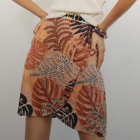 Anthropologie Farm Rio Isobel Tropical Embroidered Mini Skirt African Print XS - Picture 1 of 16